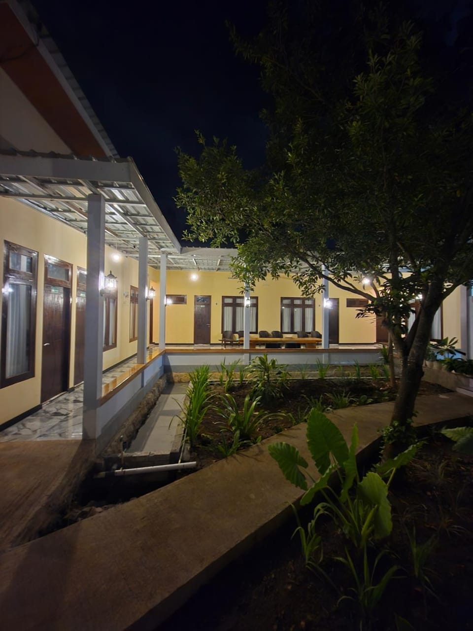 Property building, Night, Garden