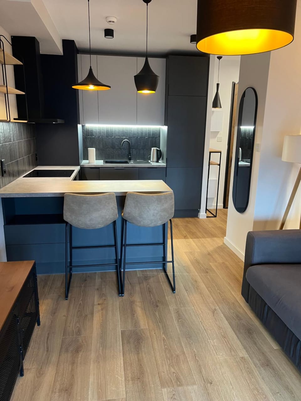 Kitchen or kitchenette, Living room, Dining area