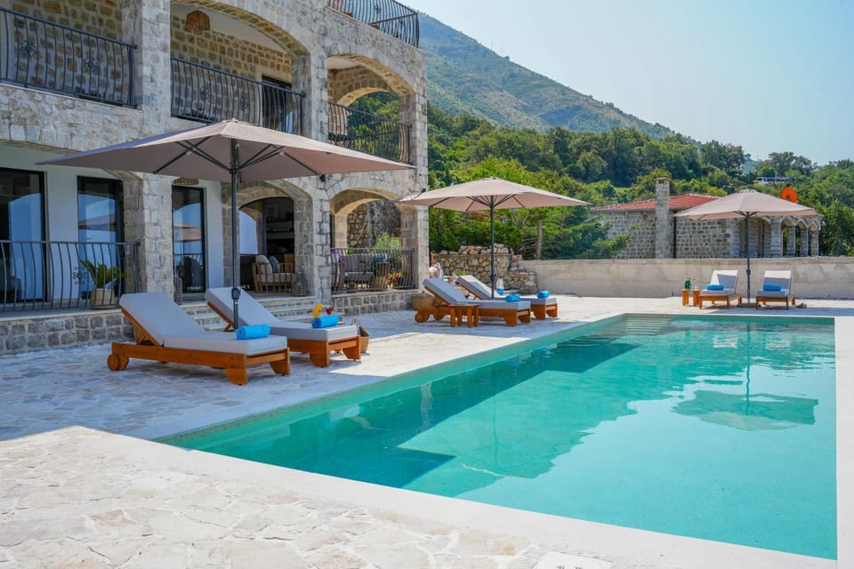 Natural landscape, Pool view, Swimming pool, sunbed