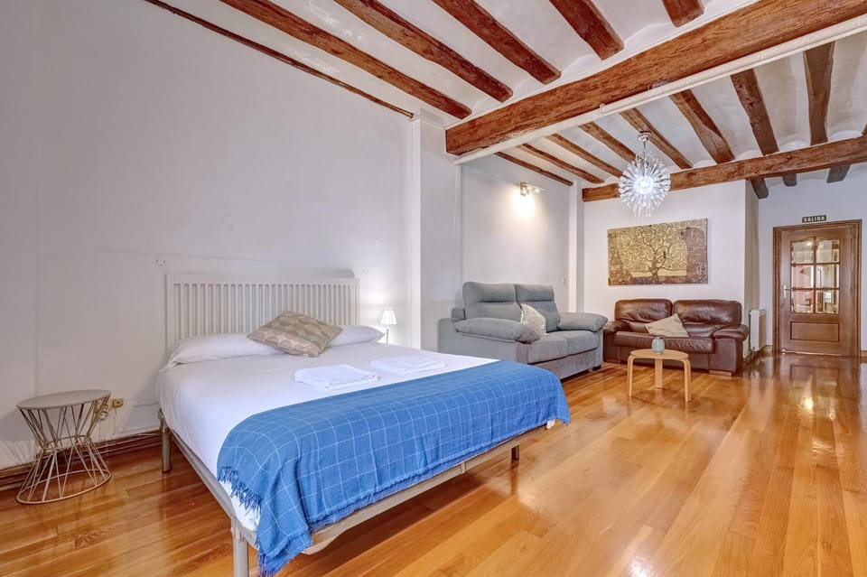 Bed, Living room, Photo of the whole room, Seating area, Bedroom