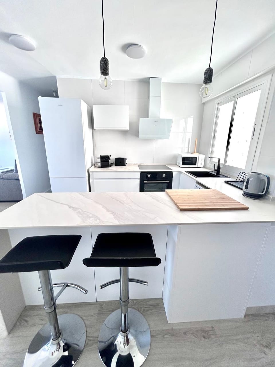 Kitchen or kitchenette, oven, stove, toaster