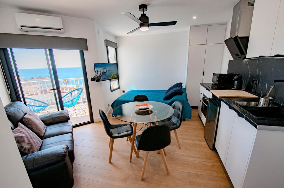 Living room, Photo of the whole room, Sea view, stove, kitchen, air conditioner