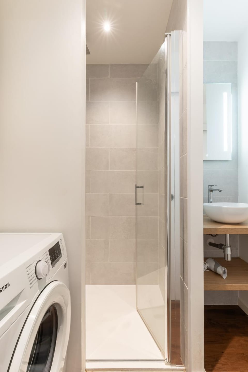 Shower, Bathroom, hair dryier, washing machine