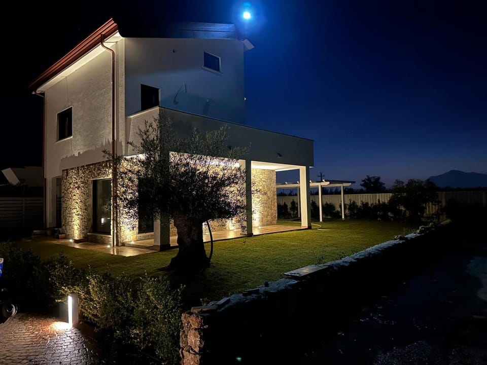 Property building, Night, Garden, Garden view