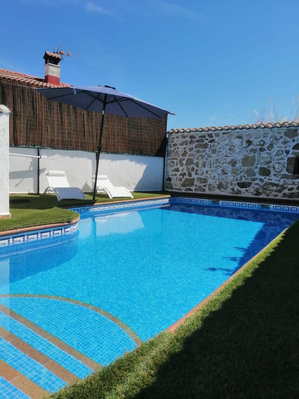 Swimming pool, sunbed