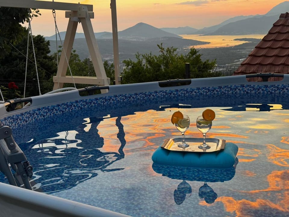 Natural landscape, Swimming pool, Sunset