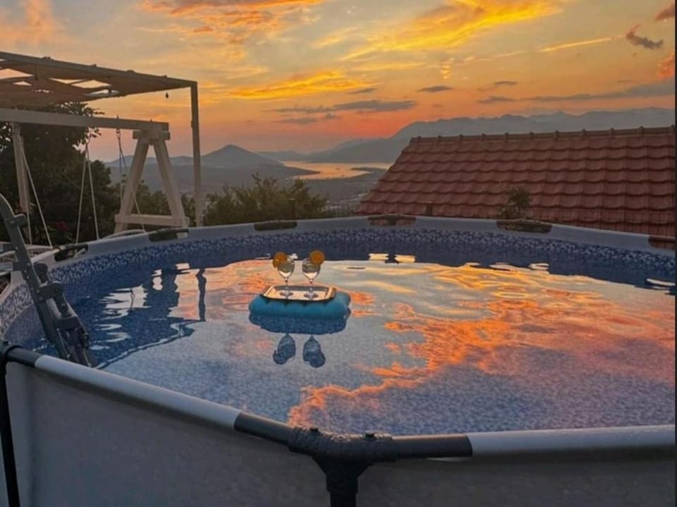 Natural landscape, Swimming pool, Sunset
