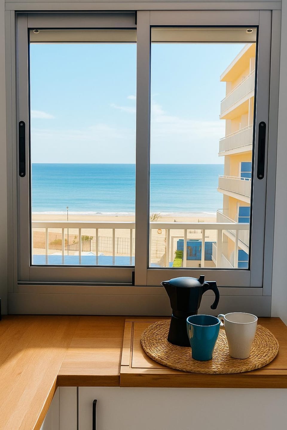 Coffee/tea facilities, Garden view, Sea view, Sunset, kitchen