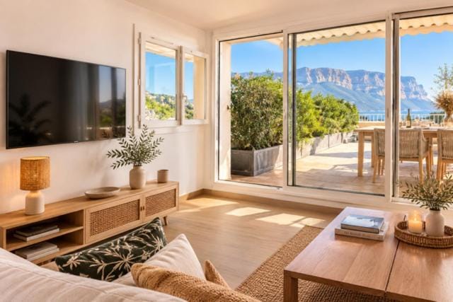 TV and multimedia, View (from property/room), Balcony/Terrace, Living room, Mountain view