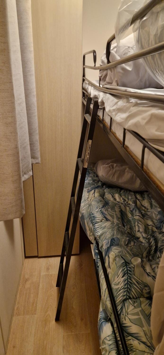 Photo of the whole room, bunk bed, wardrobe