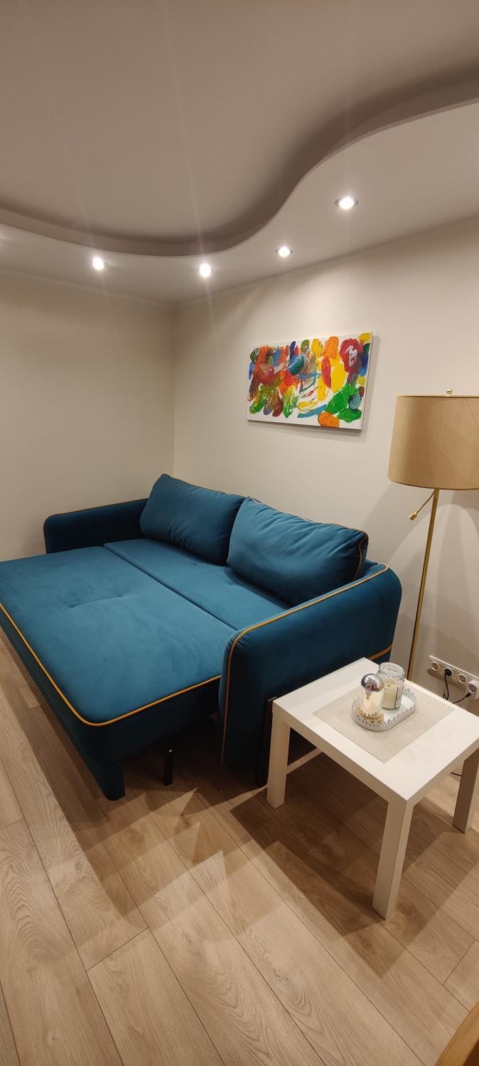 Bed, Living room, Seating area
