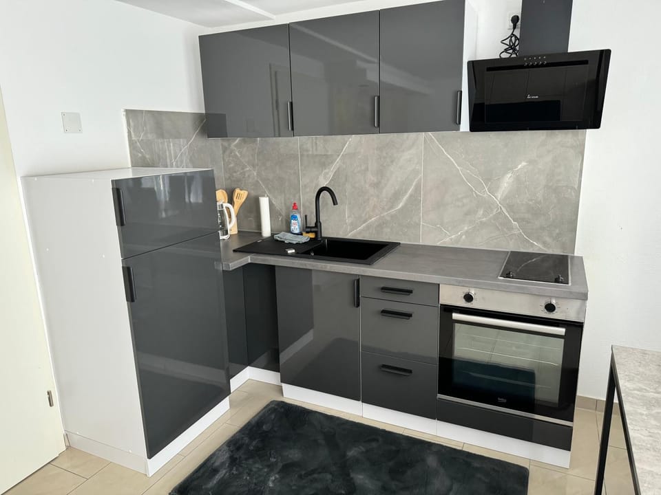 Kitchen or kitchenette, minibar, oven, stove