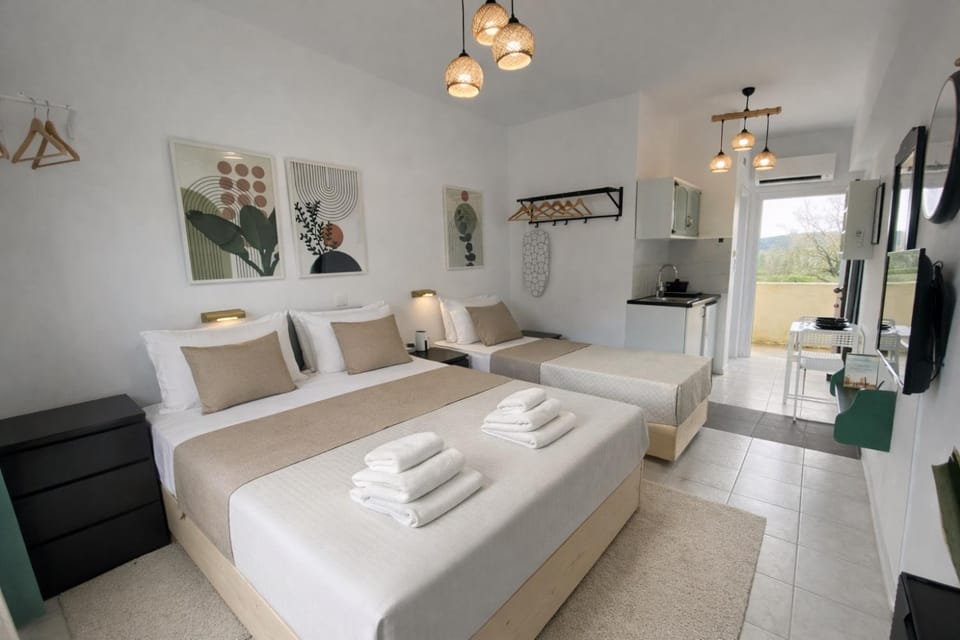 Olive Studio ,Balcony with Mountain View, Kitchenette, 1km to Beach ,by likeyourhome Apartment in Corfu, Greece