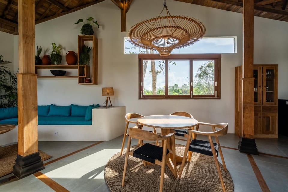 Living room, Seating area, Dining area, Pool view