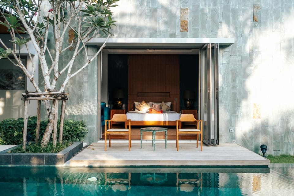 Bedroom, Pool view, sunbed