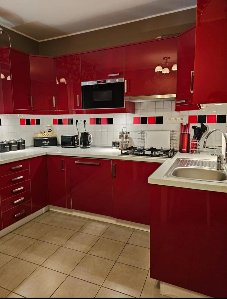 dishwasher, microwave, stove, toaster