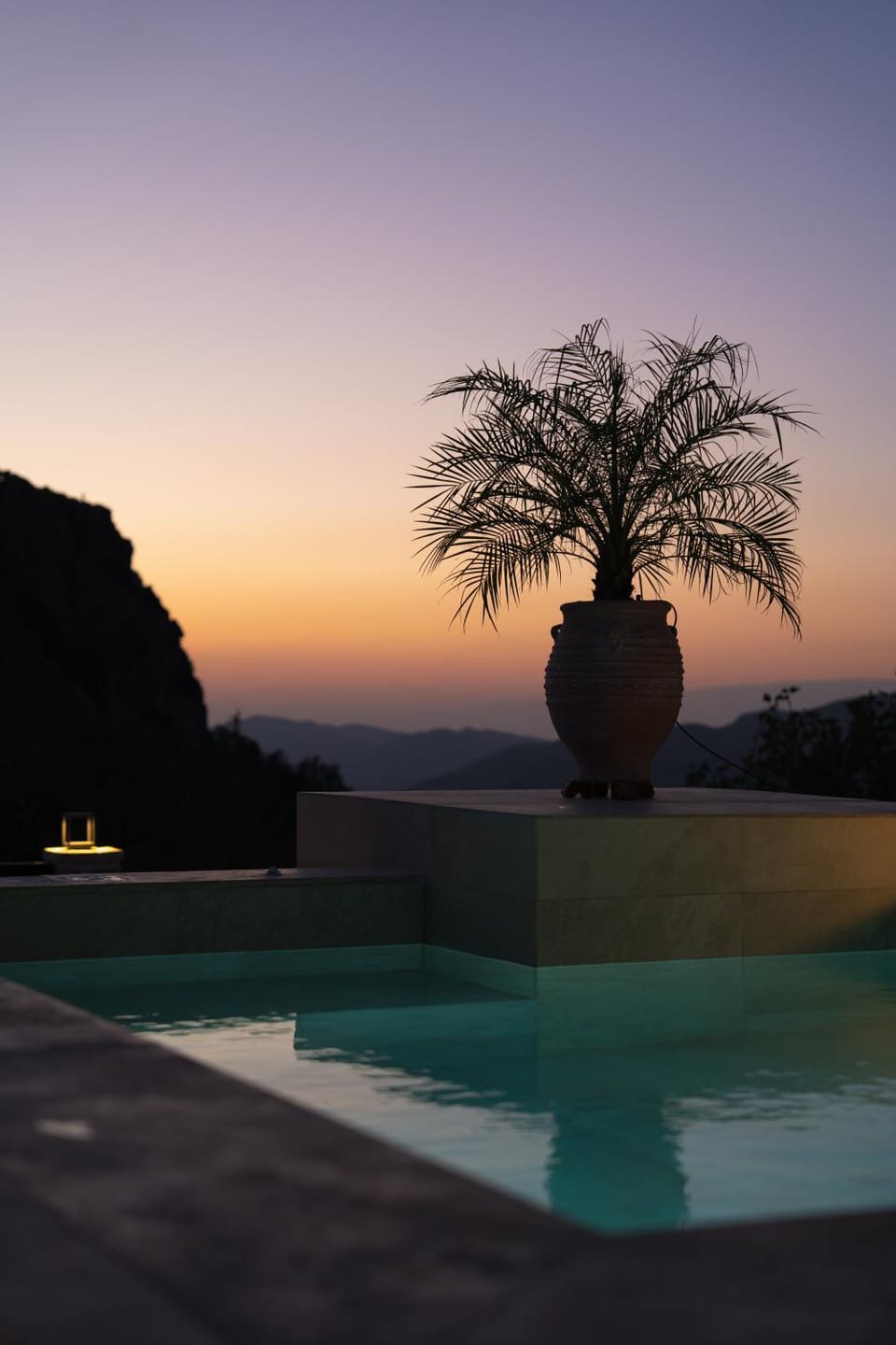 Natural landscape, Mountain view, Pool view, Swimming pool, Sunset