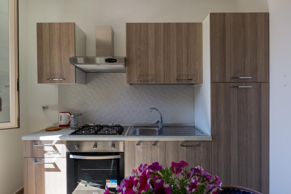 Kitchen or kitchenette, stove