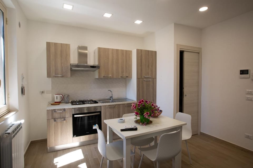 Kitchen or kitchenette, stove