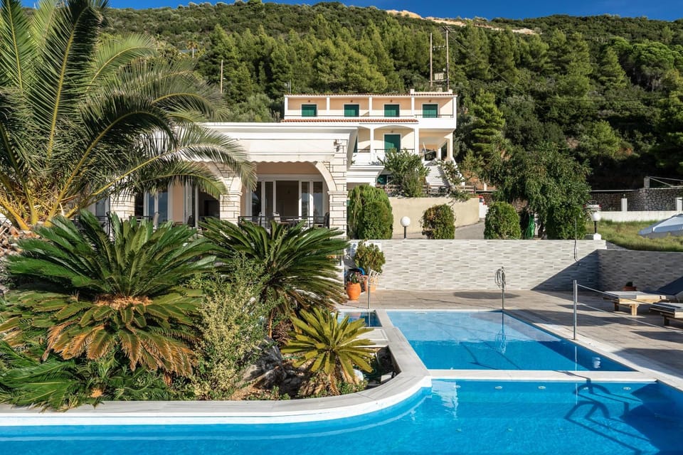 Property building, Living room, Swimming pool