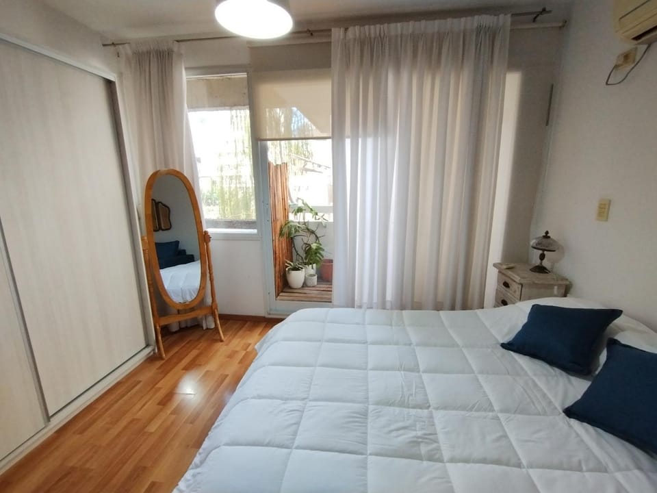 Bed, wardrobe