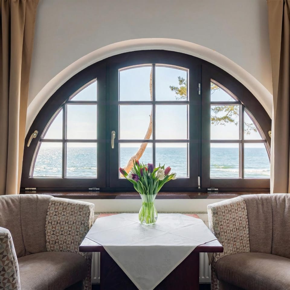 Living room, Seating area, Sea view