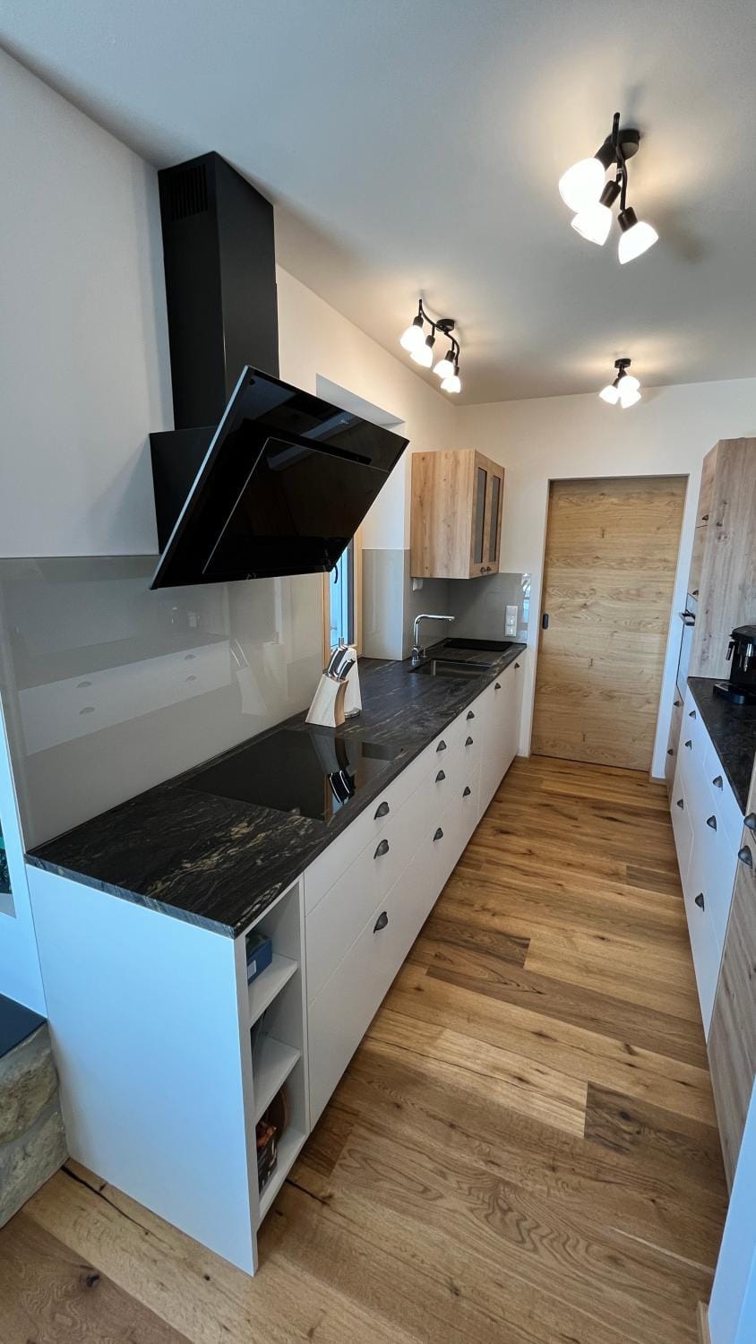 Kitchen or kitchenette, stove
