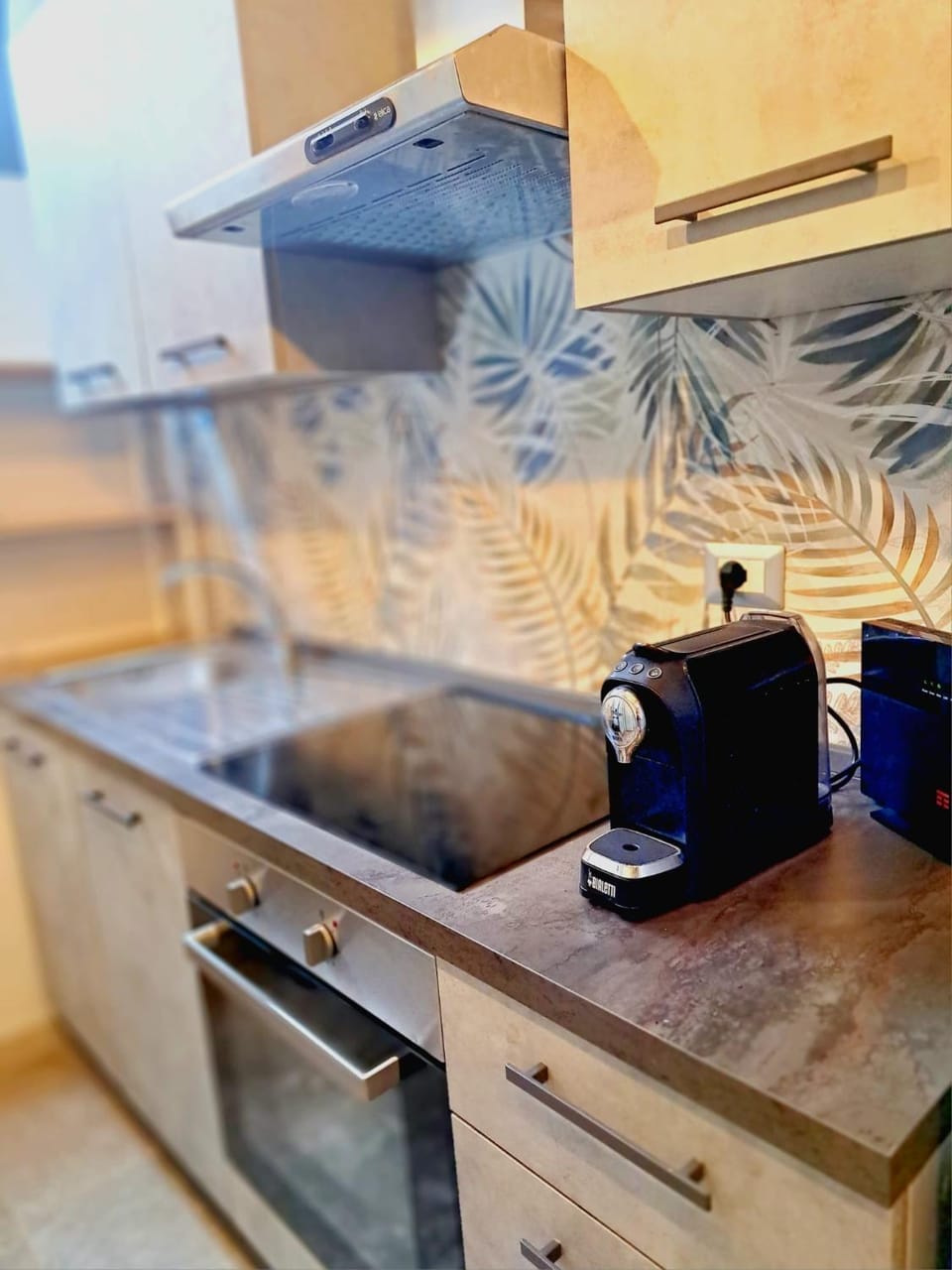 Kitchen or kitchenette, stove