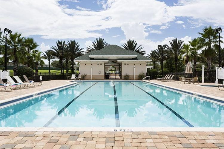 Swimming pool, sunbed