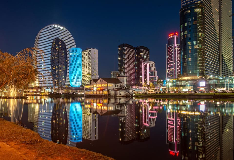 Property building, Night, Natural landscape, City view, Lake view