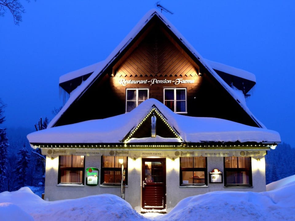 Property building, Night, Winter