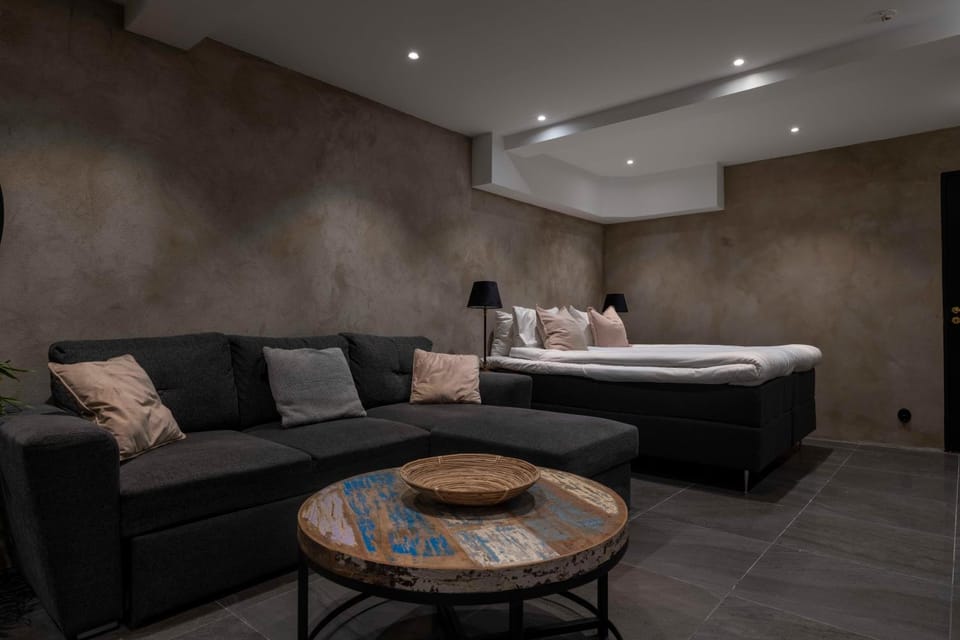Bed, Living room, Seating area, Bedroom