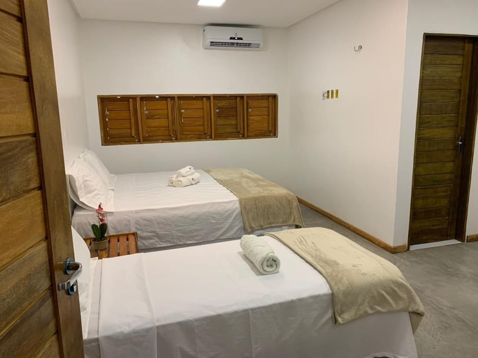 Bed, Photo of the whole room, Bedroom, towels, air conditioner