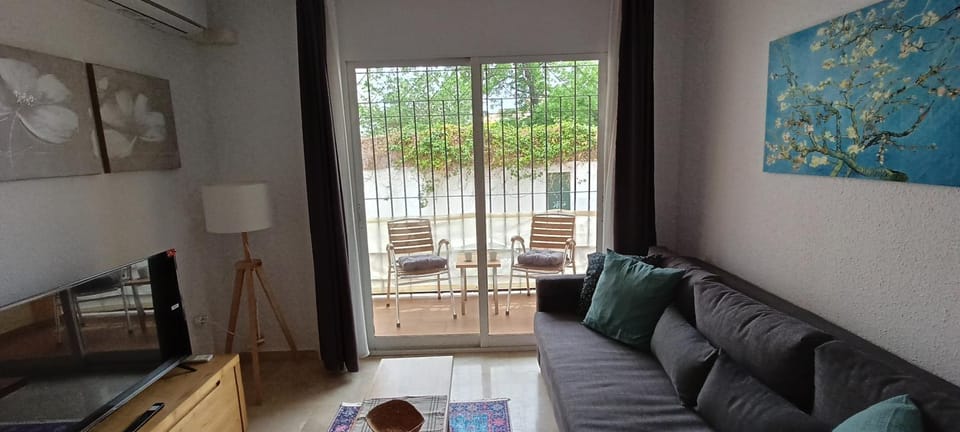 Communal lounge/ TV room, TV and multimedia, Balcony/Terrace, Living room, Seating area, air conditioner