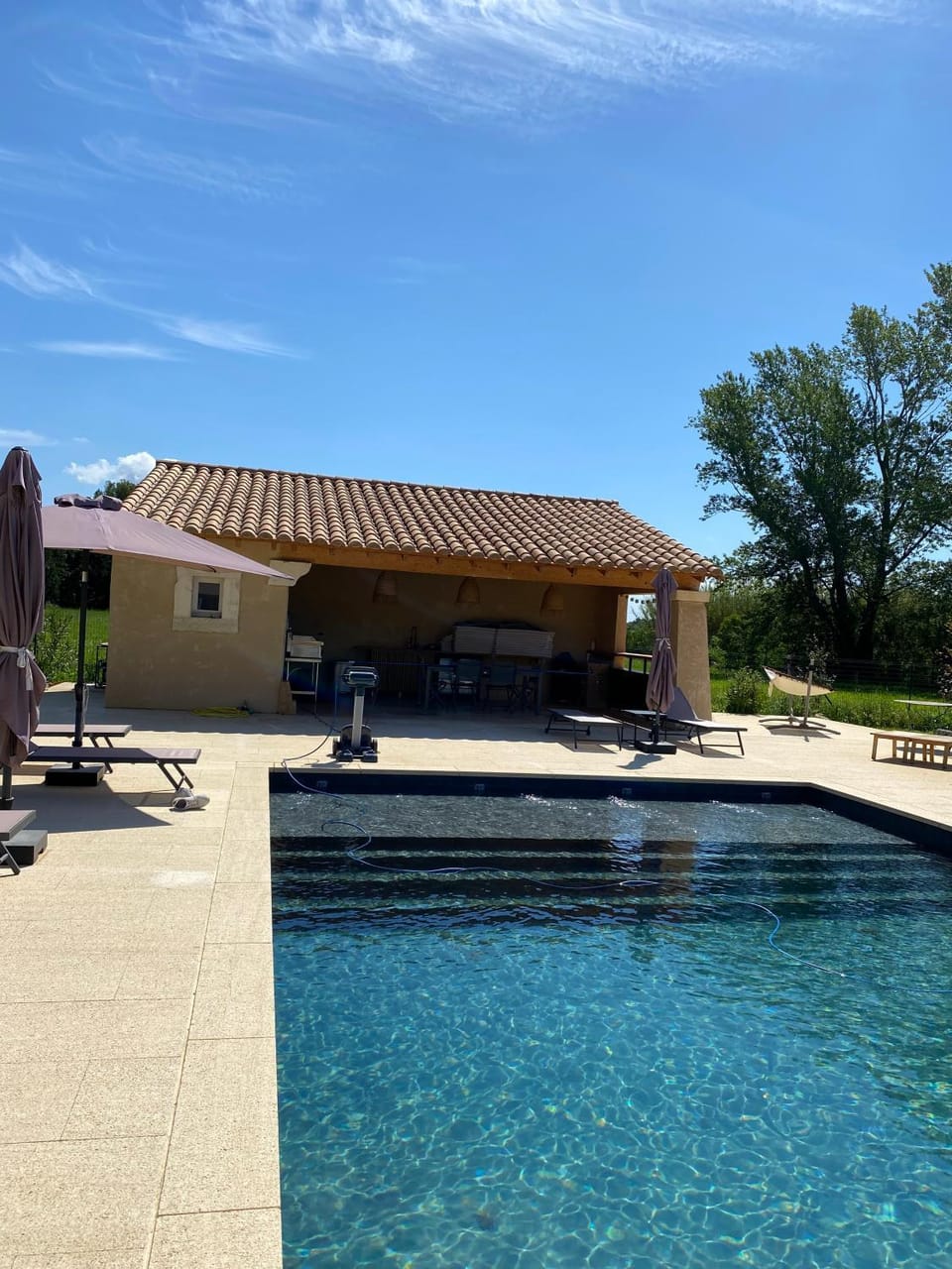 Patio, Pool view, Swimming pool, sunbed