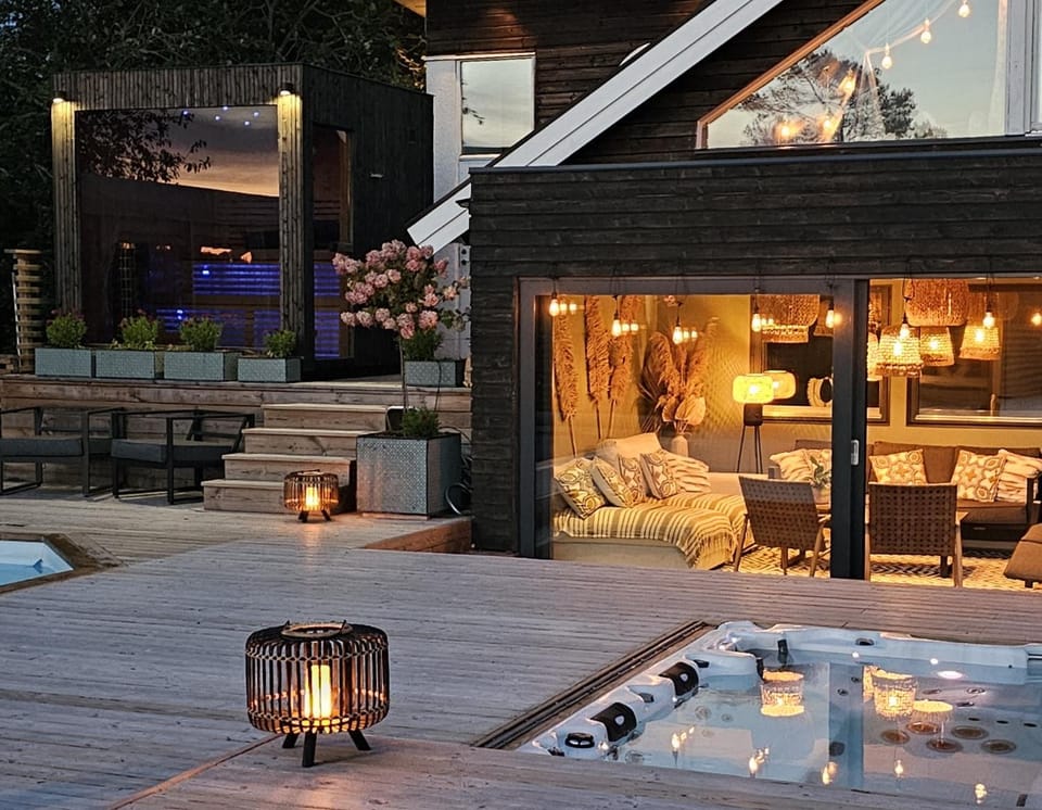 Property building, Patio, Night