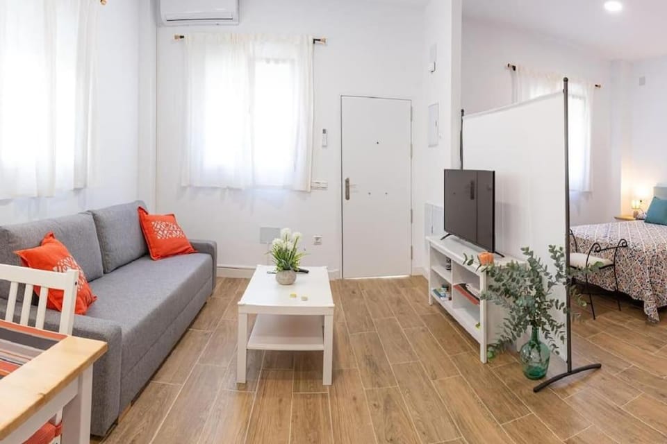 Bed, TV and multimedia, Living room, Photo of the whole room, Seating area, Dining area, Bedroom, air conditioner