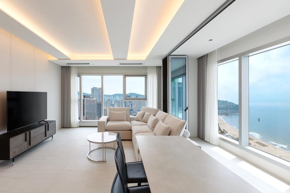Living room, Seating area, Sea view