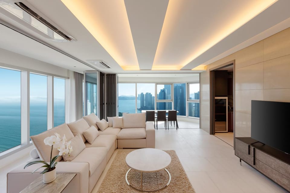 Living room, Seating area, Sea view