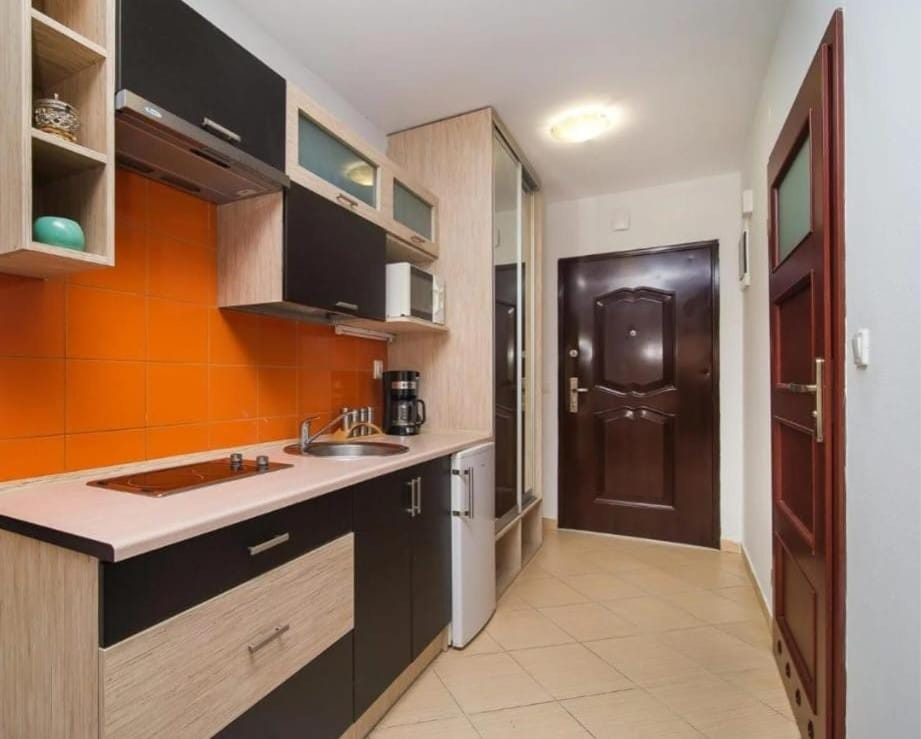 Kitchen or kitchenette, stove