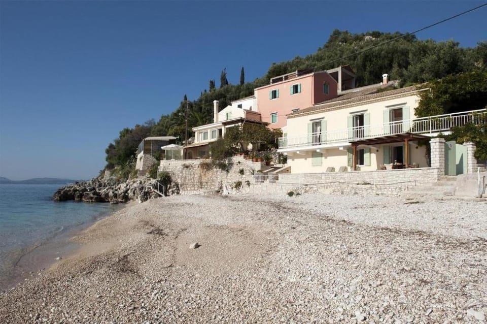 Yellow House Lower,Beachfront, Nissaki, Kaminaki beach Villa in Corfu, Greece