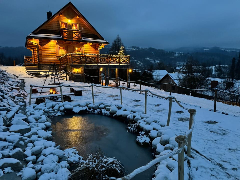 Property building, Night, Winter, Mountain view