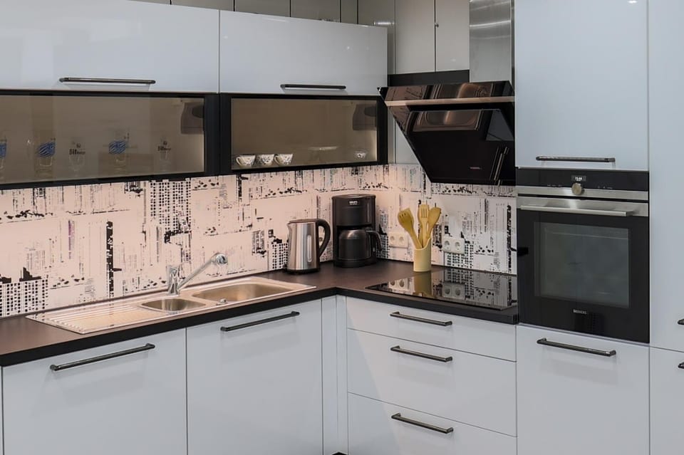 Kitchen or kitchenette, dishwasher, stove