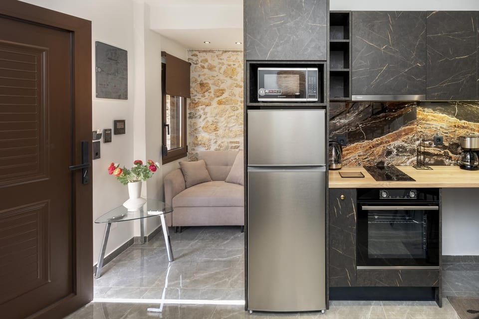 Living room, Seating area, microwave, oven, stove, kitchen