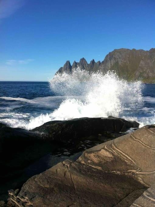 Rural life on the rough coastline of Senja House in Nordland, Norway