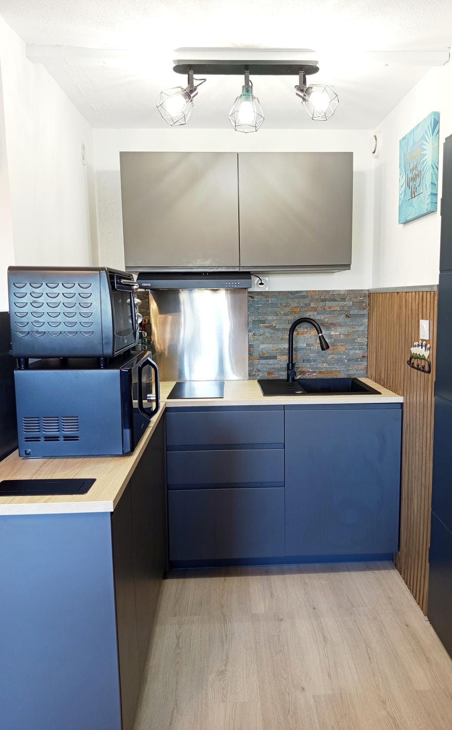 Kitchen or kitchenette, stove, toaster