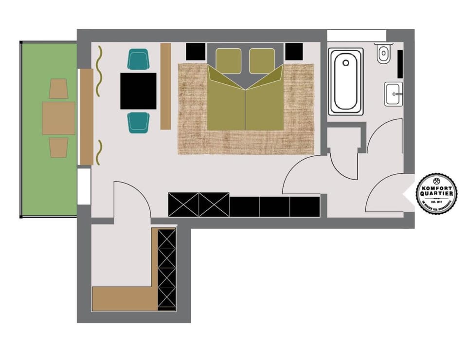 Photo of the whole room, Floor plan