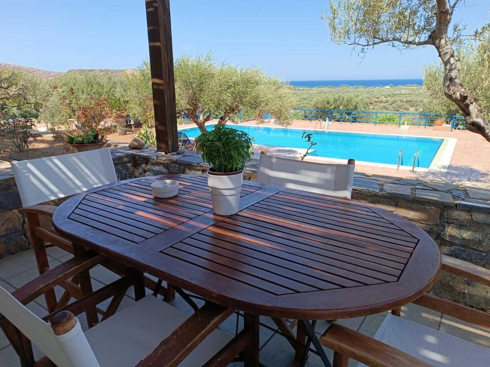 Patio, Day, Natural landscape, View (from property/room), Balcony/Terrace, Dining area, Pool view, Sea view, Swimming pool, sunbed