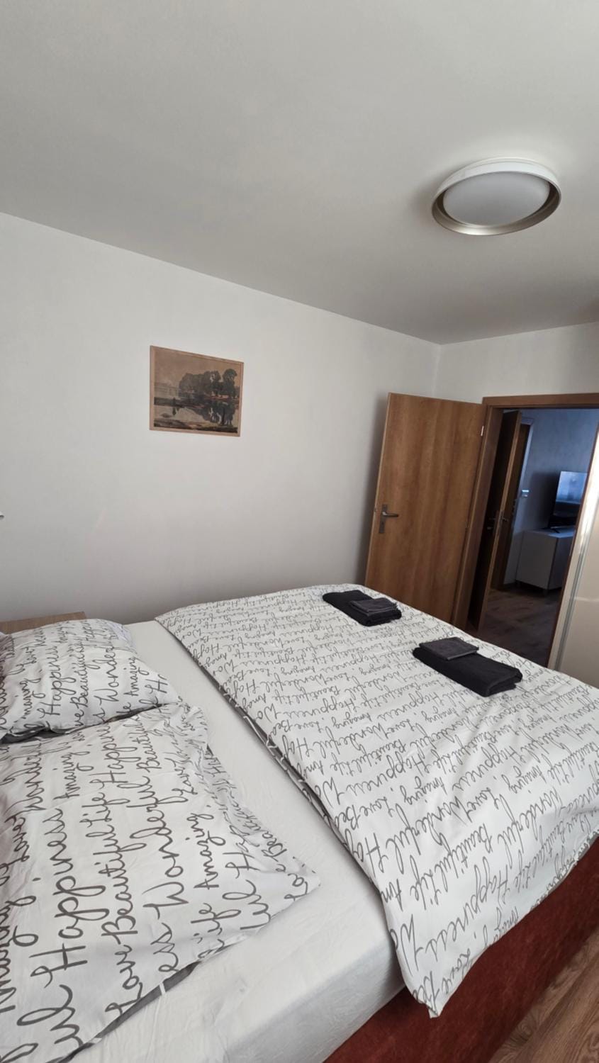 Photo of the whole room, Bedroom, towels