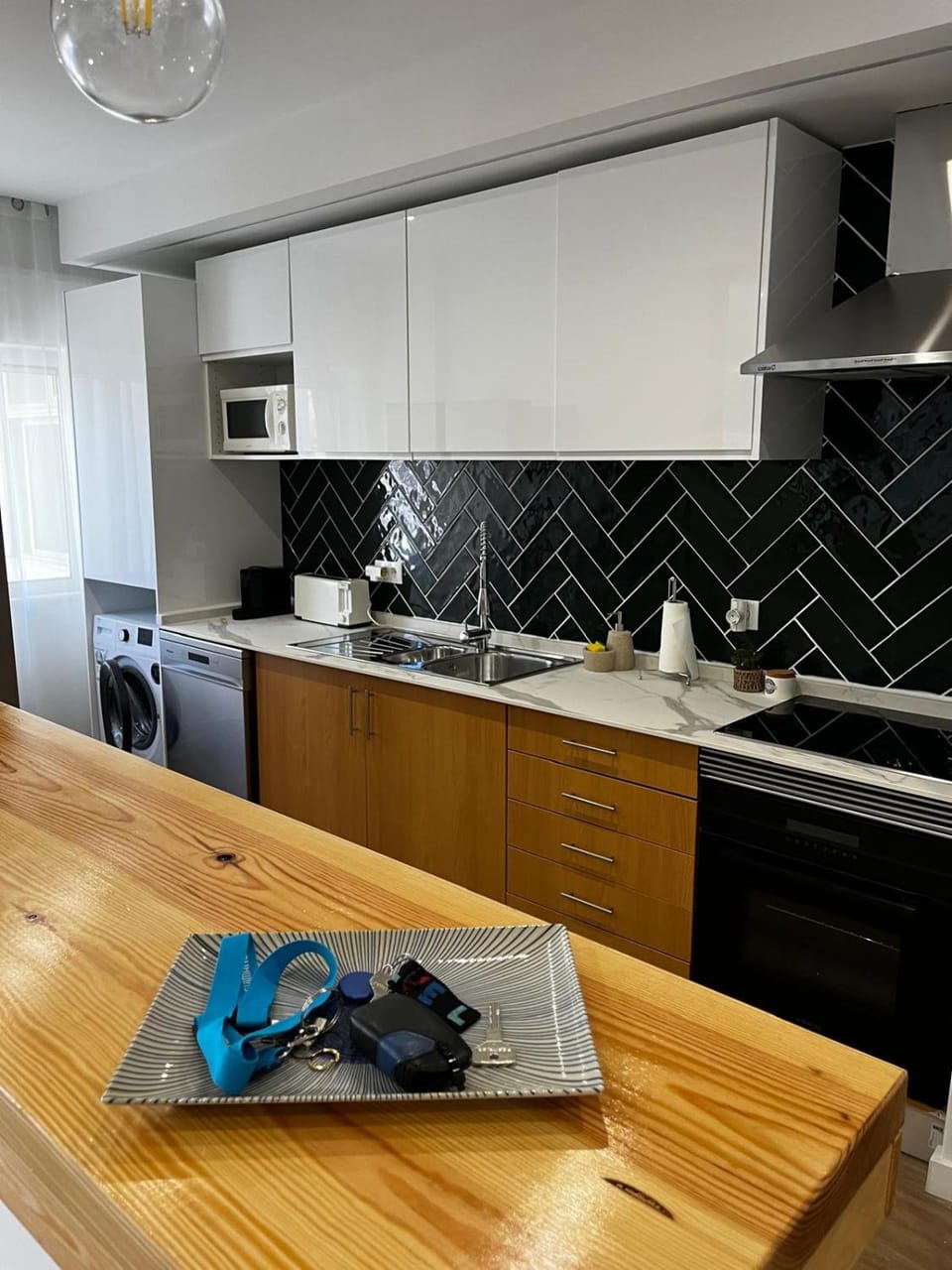Kitchen or kitchenette, stove